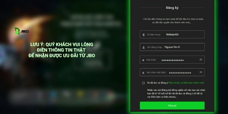 Bước 1: Truy cập trang web JBO và đăng ký tài khoản